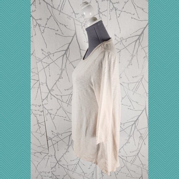 Chico's Ivory Blush Cotton Blend Scoop Neck High Low Top - Picture 2 of 4